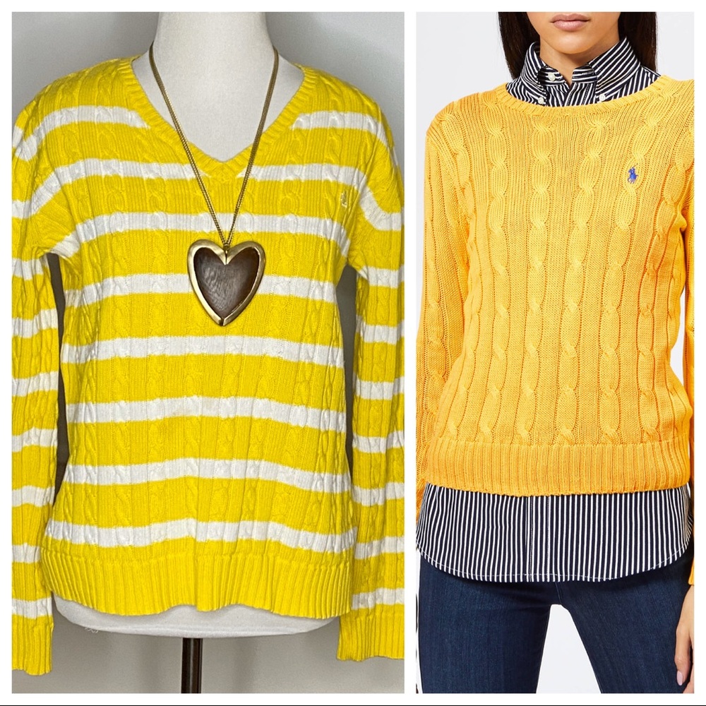 Lauren Ralph Lauren Yellow Cableknit  Sweater M